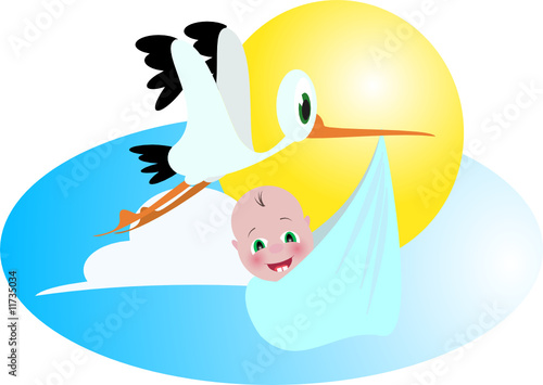 baby and stork