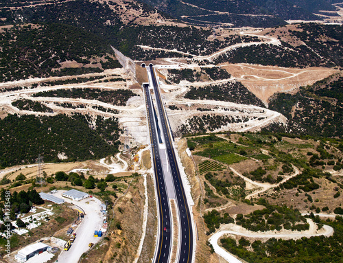 Highway and tunnels, aerial view photo