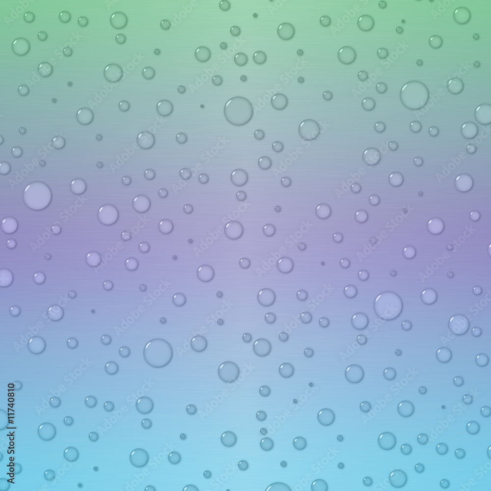 Background in blue, green and purple with waterdrops