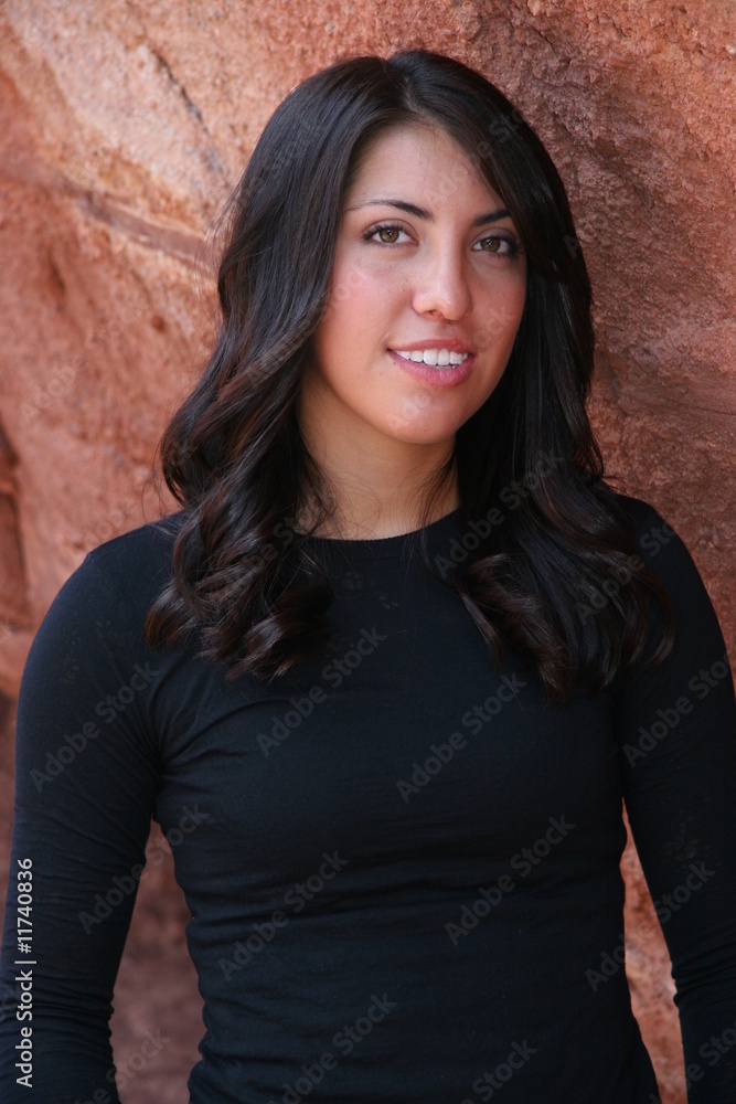 Pretty Teen Girl With Outdoor Rock Background Pretty Teen Girl With Outdoor Rock Background