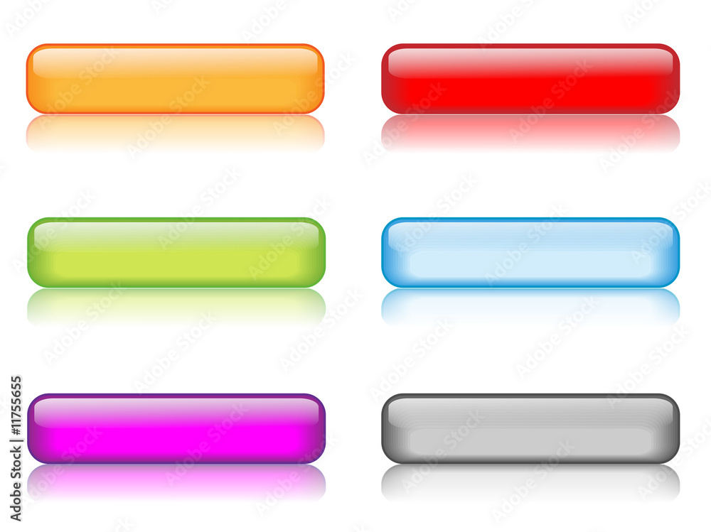 Gel Rectangular Buttons (various colours with reflection) Gel Rectangular Buttons (various colours with reflection)
