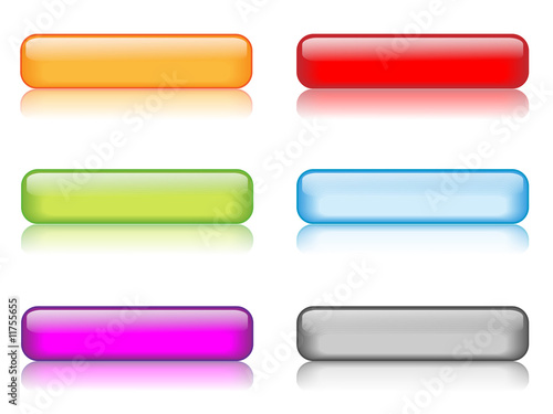 Gel Rectangular Buttons (various colours with reflection)