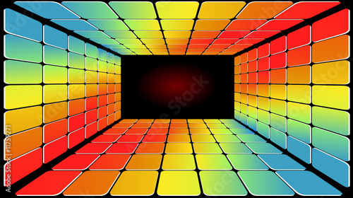 Disco Light Floor in Several Bright Psychedelic Colours
