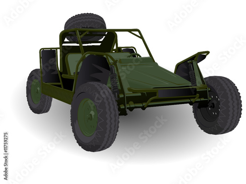 Army Dune Buggy Go-cart Vehicle on White