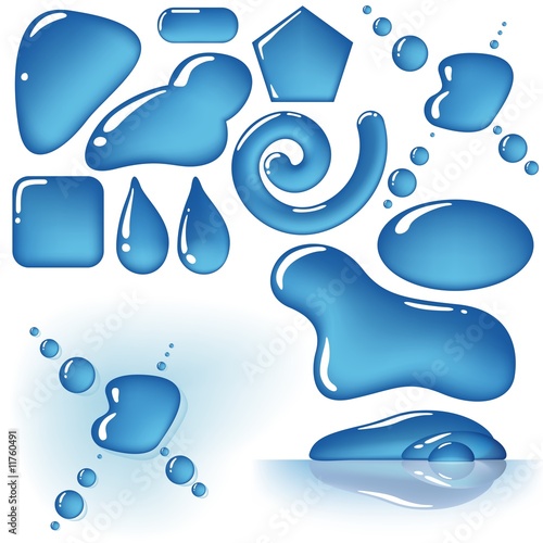 Blue Water Drops - illustra...