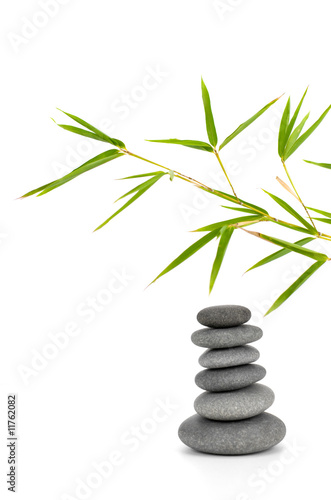 picture od serene scene with pebbles isolated on white