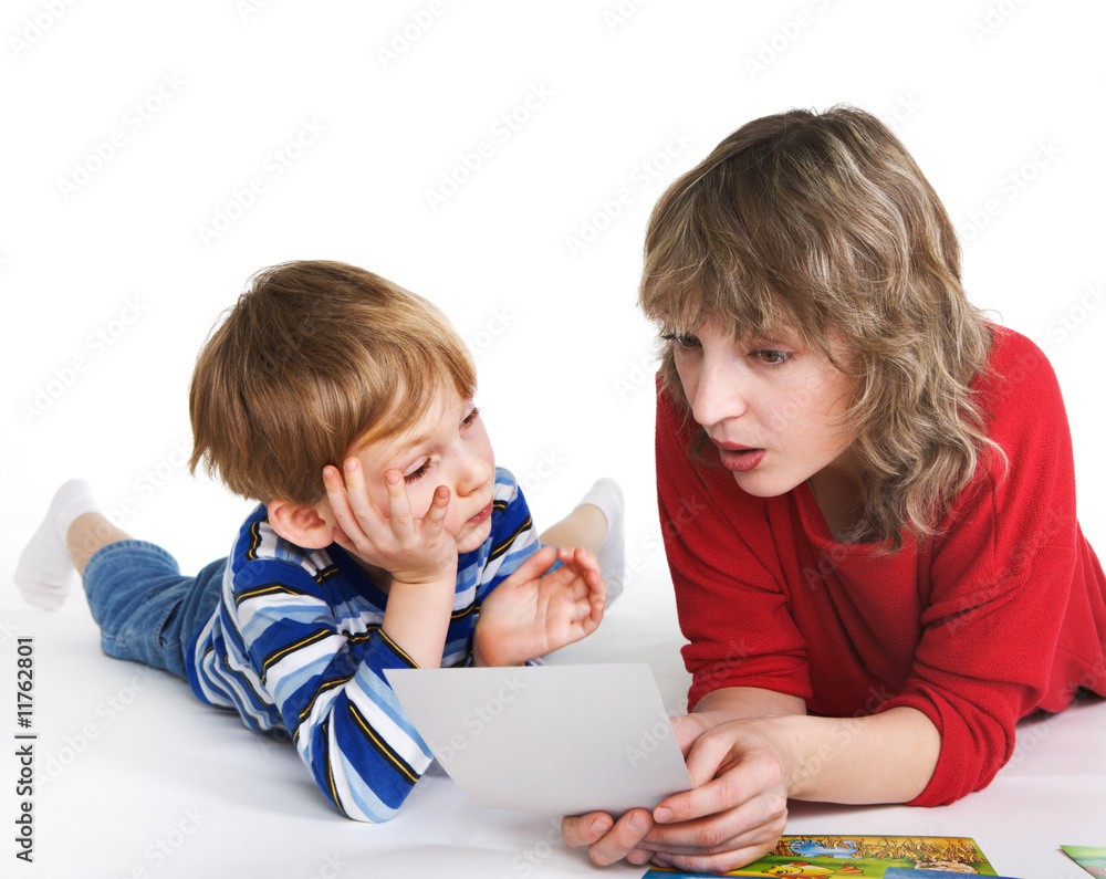 Mother trains the child Mother trains the child