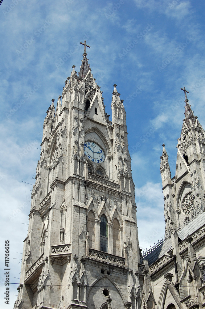 Basilica tower clock with sky