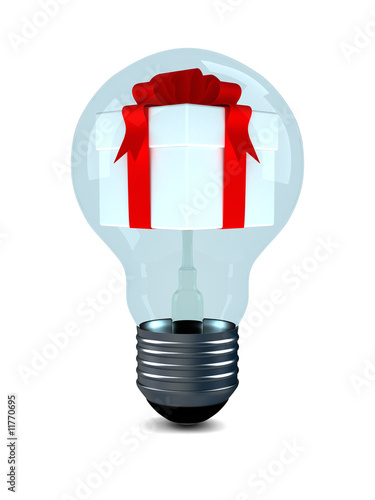 Gift box inside of a bulb o...