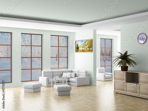 Interior of a living room. ...