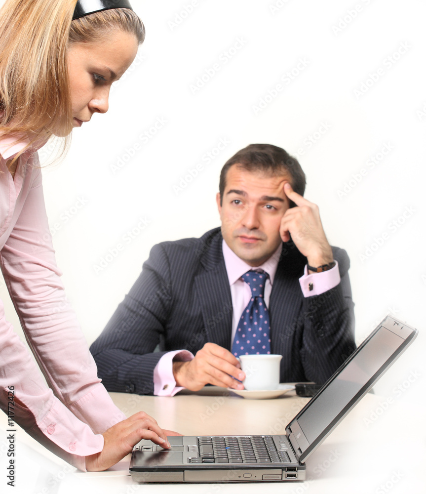Businessman and female assistant Businessman and female assistant
