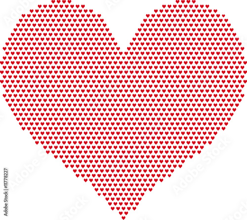 red heart with heart grid pattern