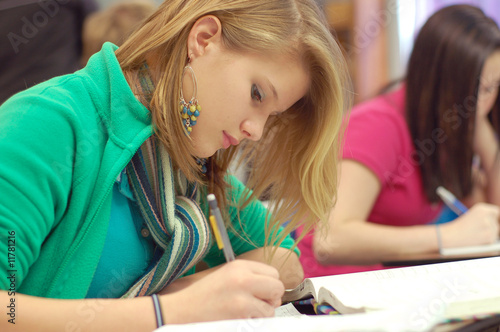 Pretty girl doing homework