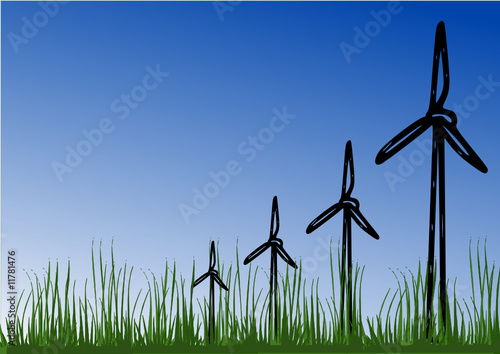 4 Eoliennes dans la nature
