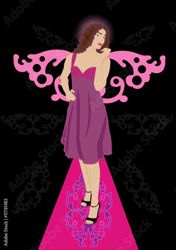 Beautiful lady with wings posing angel