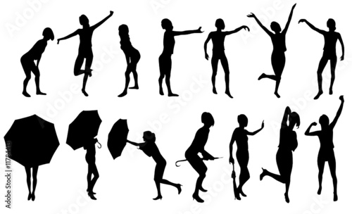few figure active girl; vector