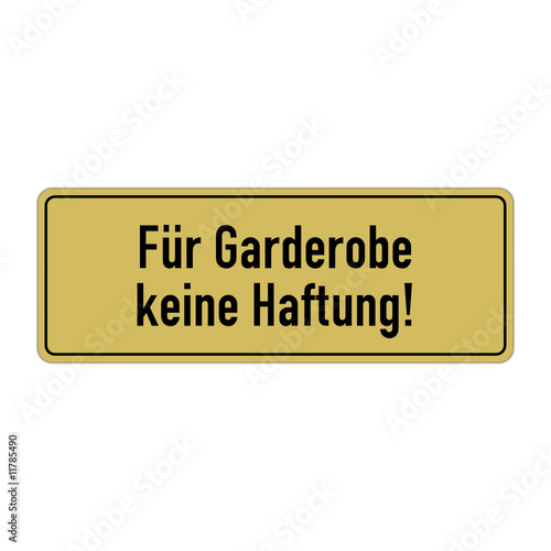 schild für garderobe keine haftung!