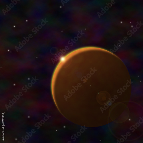 Fototapeta Naklejka Na Ścianę i Meble -  Star rising over Mars like planet