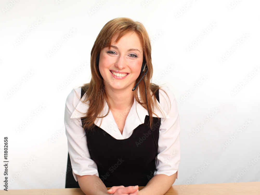 Woman on a Headset Talking