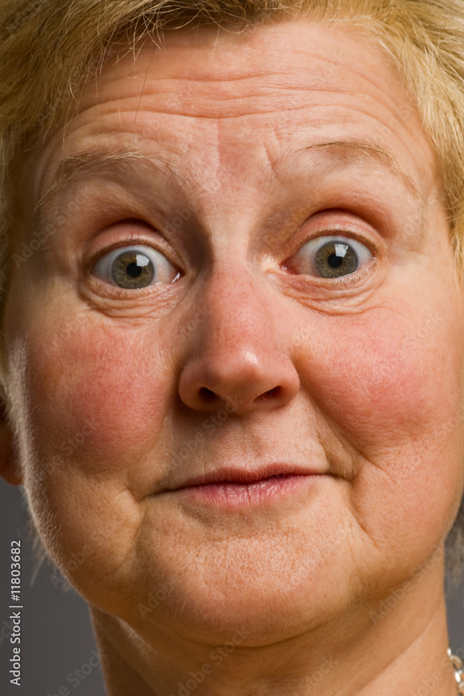Mature woman pulls silly face Mature woman pulls silly face