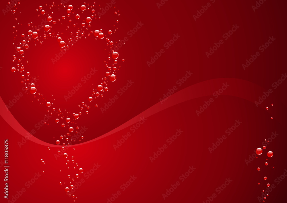Valentines Day Vector - Heart from bubbles on red background