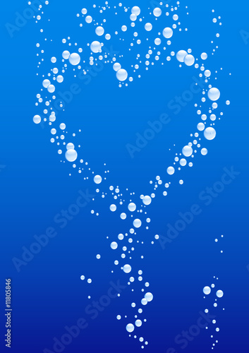 Valentines Day background with blue bubbles