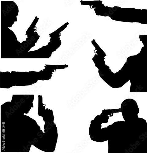 fine black vector image of man and weapon