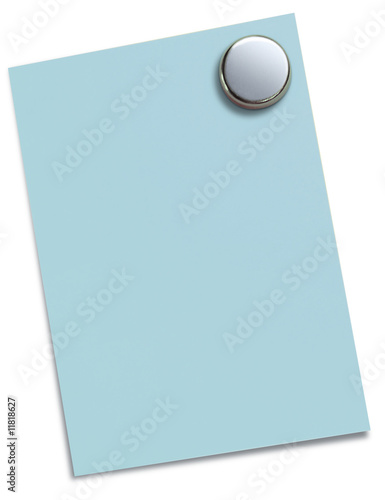 Magnet-Pin mit blauem Zettel
