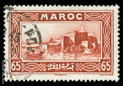 vintage Morocco stamp depicting the Capital city of Rabat
