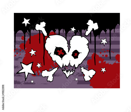 Emo skull on grunge background