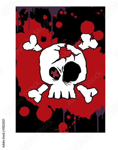 Emo skull on grunge background