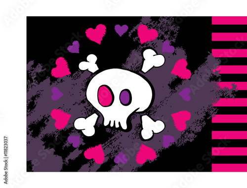 Emo skull on grunge background