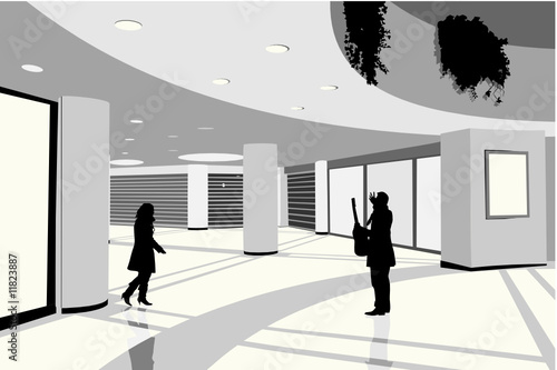couple with guitar in shopping mall