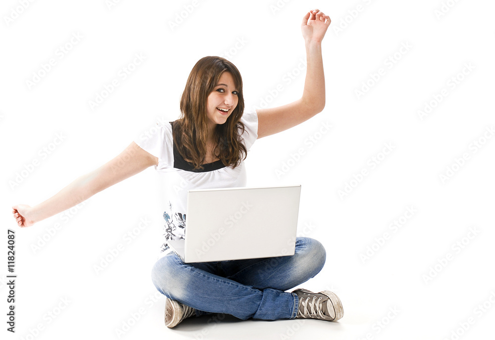 Schülerin mit Laptop Schülerin mit Laptop