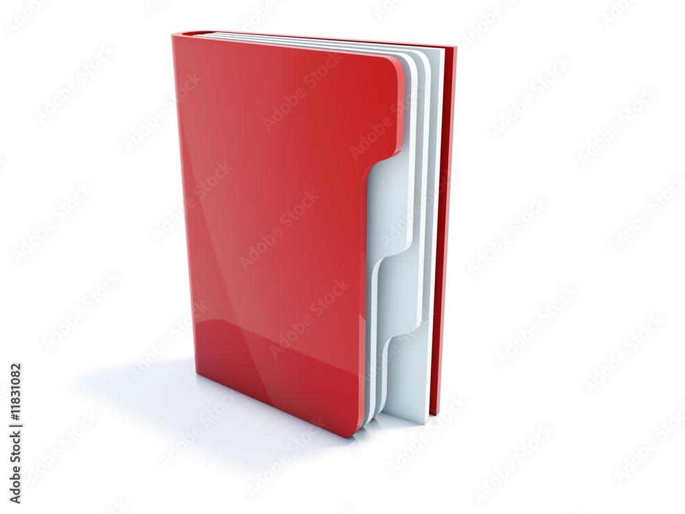 Red notebook icon isolated on white