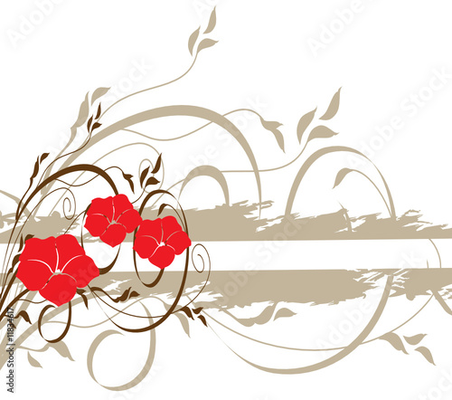 barre floral rouge et gris liserons