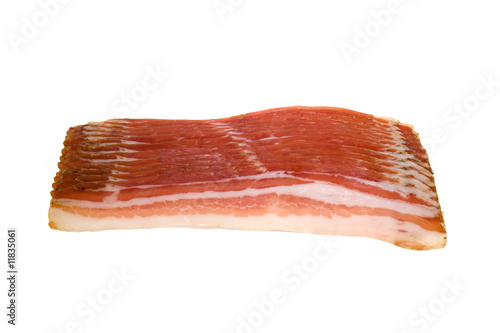 Raw bacon slices isolated on white