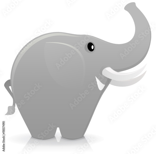 Éléphant gris souriant (reflet)