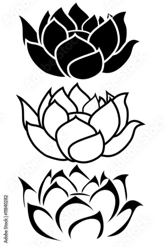 a lotus flower tribal tattoo set