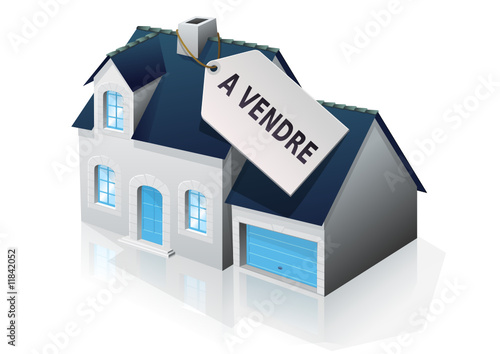 Pavillon bourgeois et étiquette à vendre (reflet)