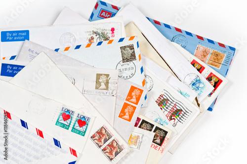 A pile with old envelopes and letters photo