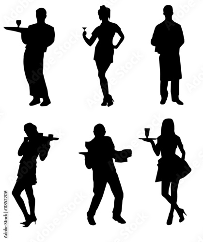 Waiters and waitresses silhouette collection