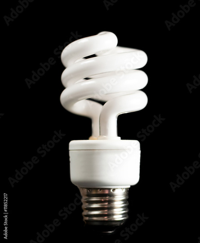 Fluorescent lightbulb on black