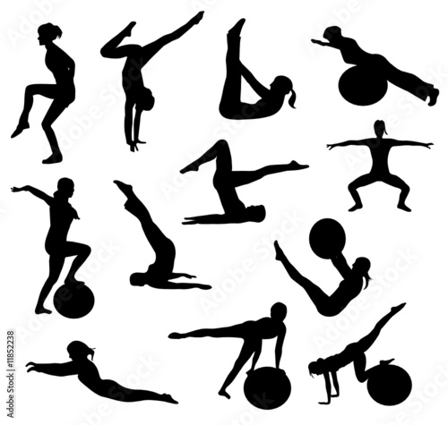 Pilates women silhouettes vector