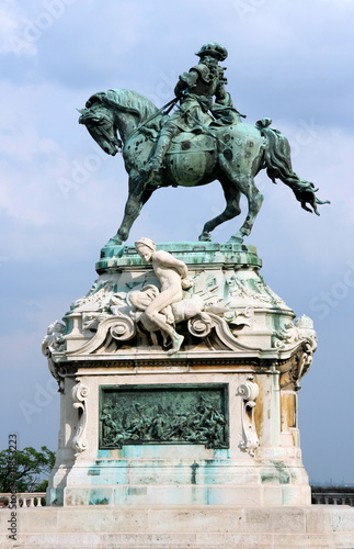 Baroque cavalier statue Prince Eugene of Savoy in Budapest