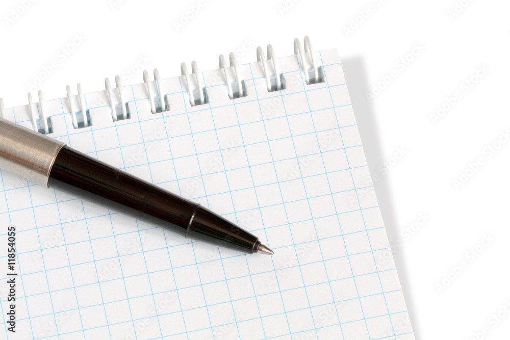Notebook with pen isolated on white background Notebook with pen isolated on white background