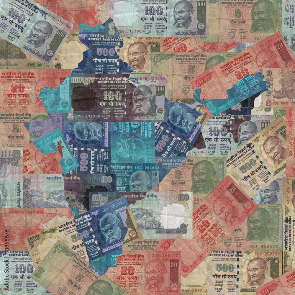 Obraz premium India map with Rupees