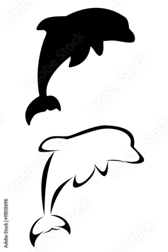 set of two tribal dolphin tattoos