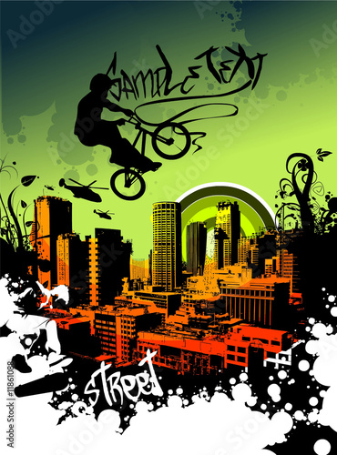 Obraz BMX skok nad miastem