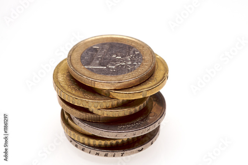 a stack of euro coins isolated on white background